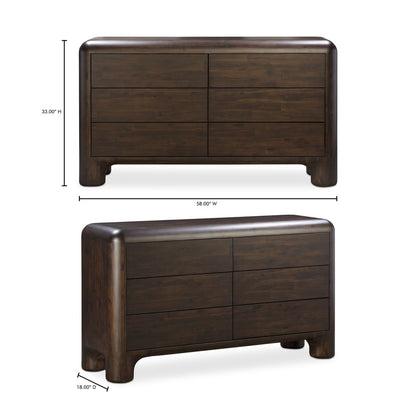 Moes Home - Rowan 6 Drawer Dresser Dark Brown - YR-1015-20 view 14