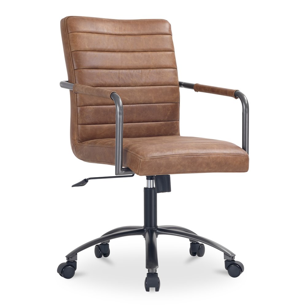Moes Home - Roy Office Chair Open Road Brown Leather - PK-1116-14 view 3