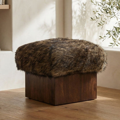 Moes Home - Serge Ottoman Brown Faux Fur - MU-1006-37 view 8