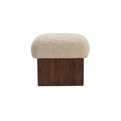 Moes Home - Serge Ottoman Cream Faux Shearling - MU-1006-05 view 1