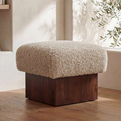 Moes Home - Serge Ottoman Cream Faux Shearling - MU-1006-05 view 8