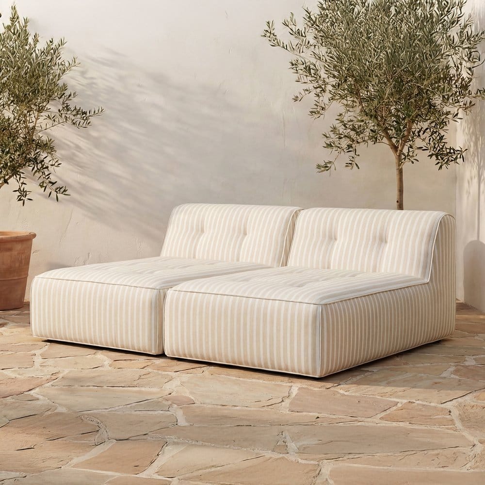 Moes Home - Sunseeker 2 Piece Outdoor Sun Lounger Brown Stripe - VV-1033-21 view 8