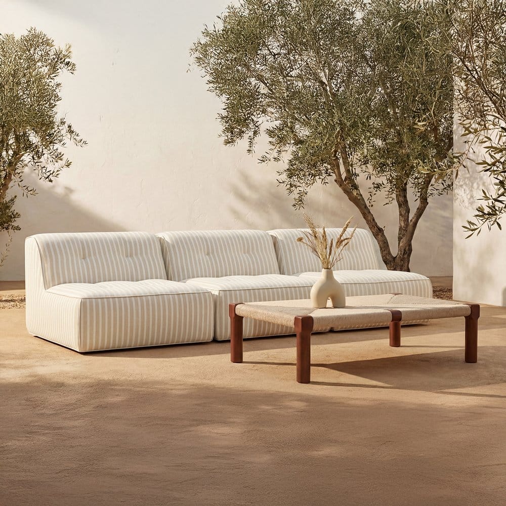 Moes Home - Sunseeker 3 Piece Outdoor Sofa Brown Stripe - VV-1030-21 view 8