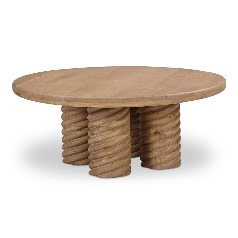 Moes Home - Treccia Round Coffee Table Oak - BB-1029-24-0 view 2