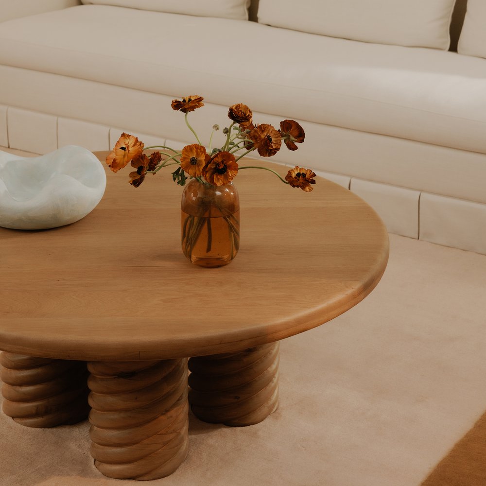 Moes Home - Treccia Round Coffee Table Oak - BB-1029-24-0 view 6