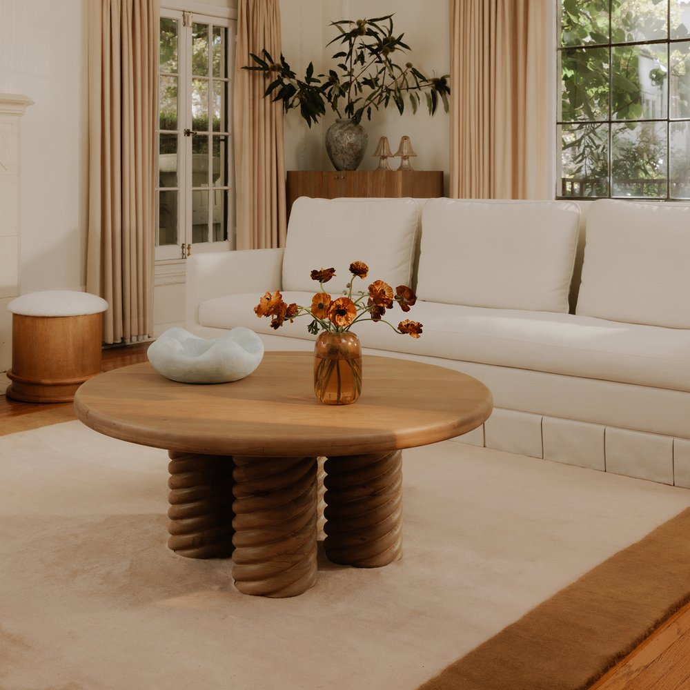 Moes Home - Treccia Round Coffee Table Oak - BB-1029-24-0 view 7