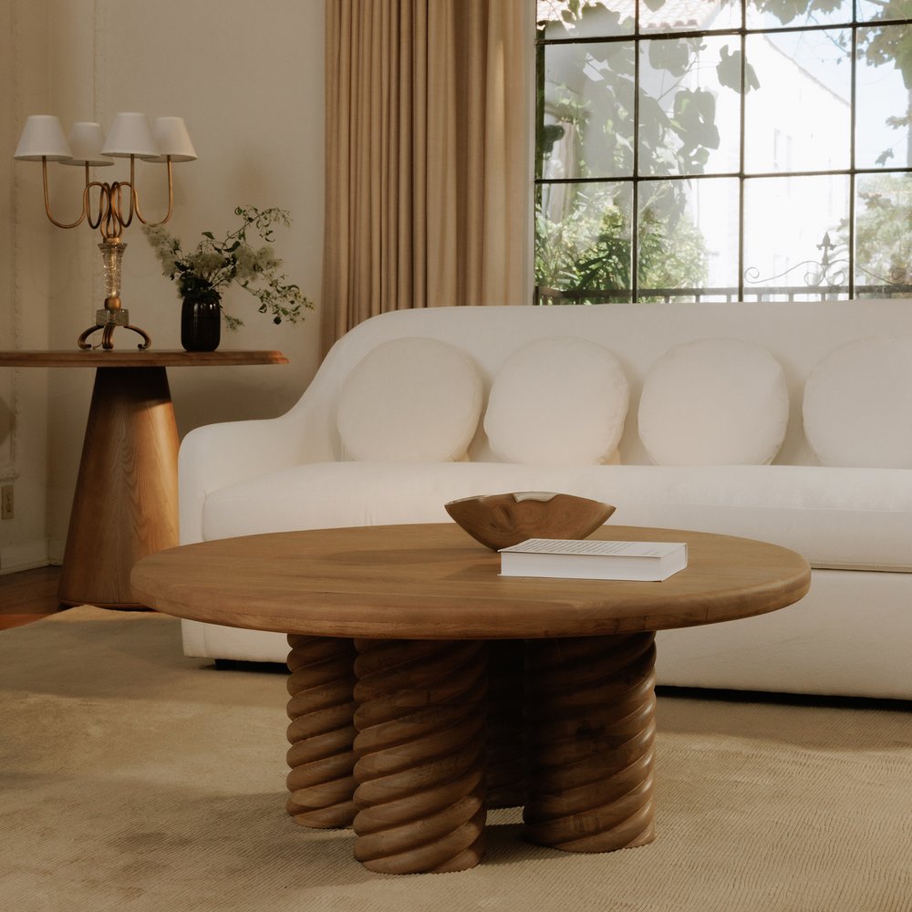 Moes Home - Treccia Round Coffee Table Oak - BB-1029-24-0 view 8