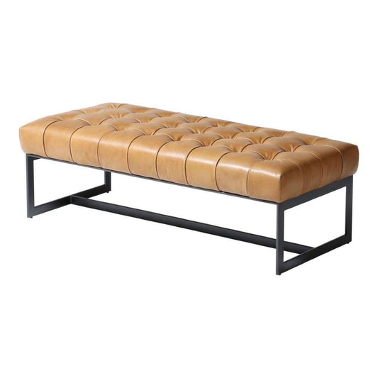 Moes Home - Wyatt Leather Bench in Tan - QN-1002-40 veiw 1