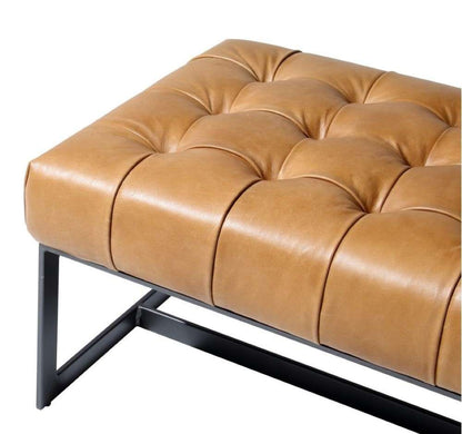 Moes Home - Wyatt Leather Bench in Tan - QN-1002-40 veiw 5