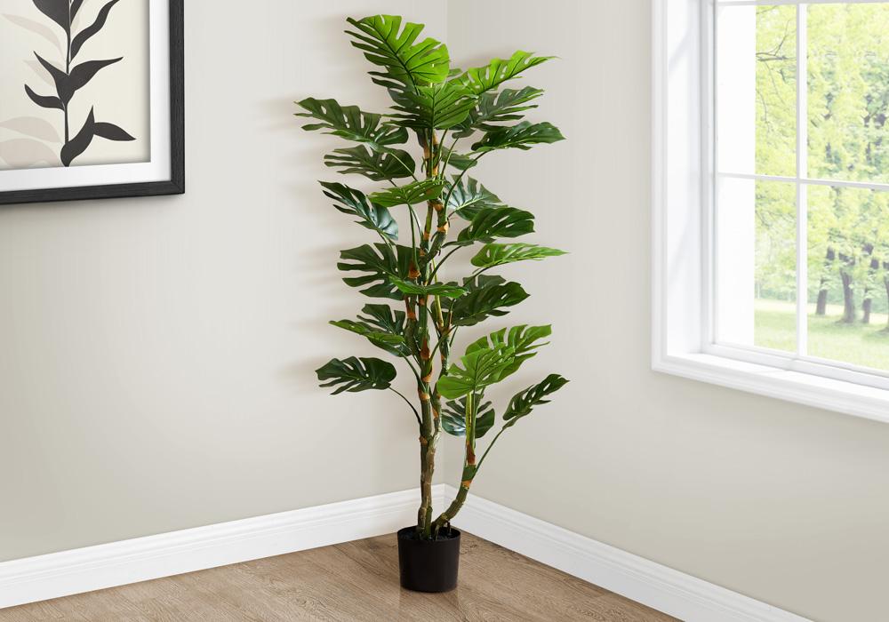 Monarch Specialties - 61in Tall Artificial Plant in Green,Black - I 9522 veiw 2