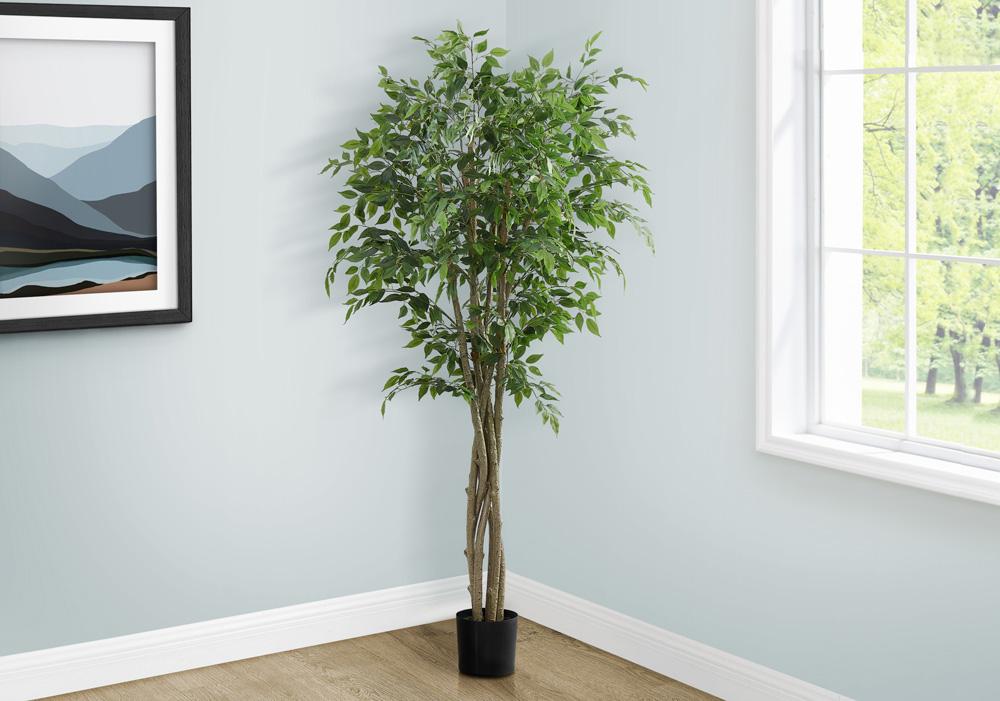 Monarch Specialties - 79in Tall Artificial Plant in Green,Black,Brown - I 9549 veiw 2