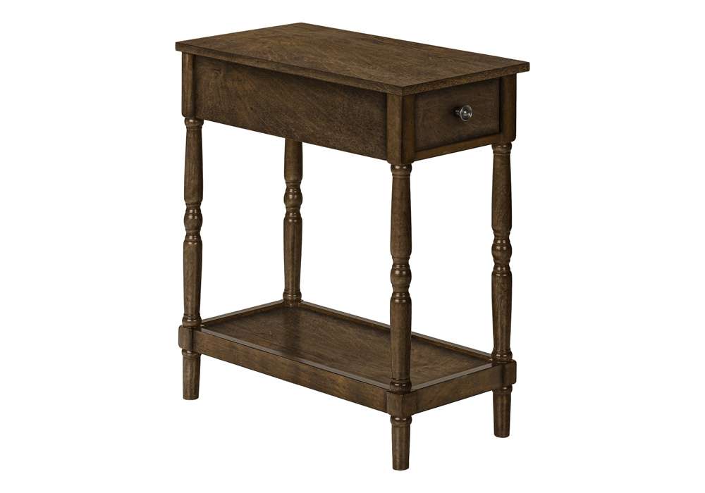 Monarch Specialties - Accent Table, 2 Tier, End, Side Table, Nightstand, Bedroom, Narrow, Lamp, Storage Drawer, Brown Veneer, Traditional - I 3957 veiw 1