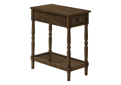 Monarch Specialties - Accent Table, 2 Tier, End, Side Table, Nightstand, Bedroom, Narrow, Lamp, Storage Drawer, Brown Veneer, Traditional - I 3957 veiw 1