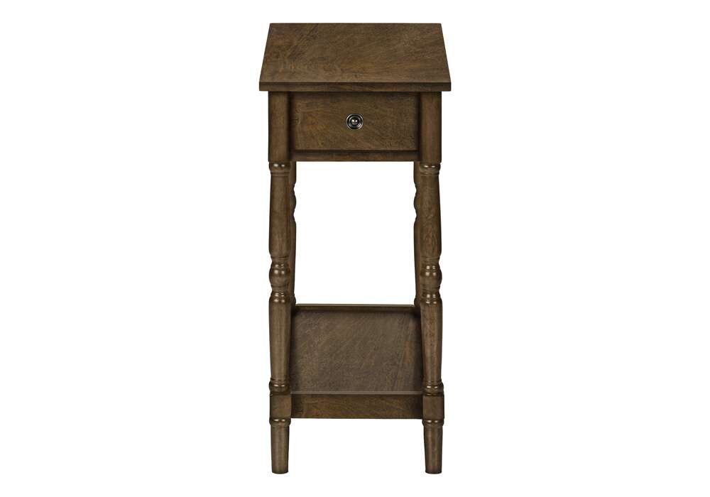 Monarch Specialties - Accent Table, 2 Tier, End, Side Table, Nightstand, Bedroom, Narrow, Lamp, Storage Drawer, Brown Veneer, Traditional - I 3957 veiw 2