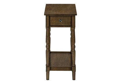 Monarch Specialties - Accent Table, 2 Tier, End, Side Table, Nightstand, Bedroom, Narrow, Lamp, Storage Drawer, Brown Veneer, Traditional - I 3957 veiw 2