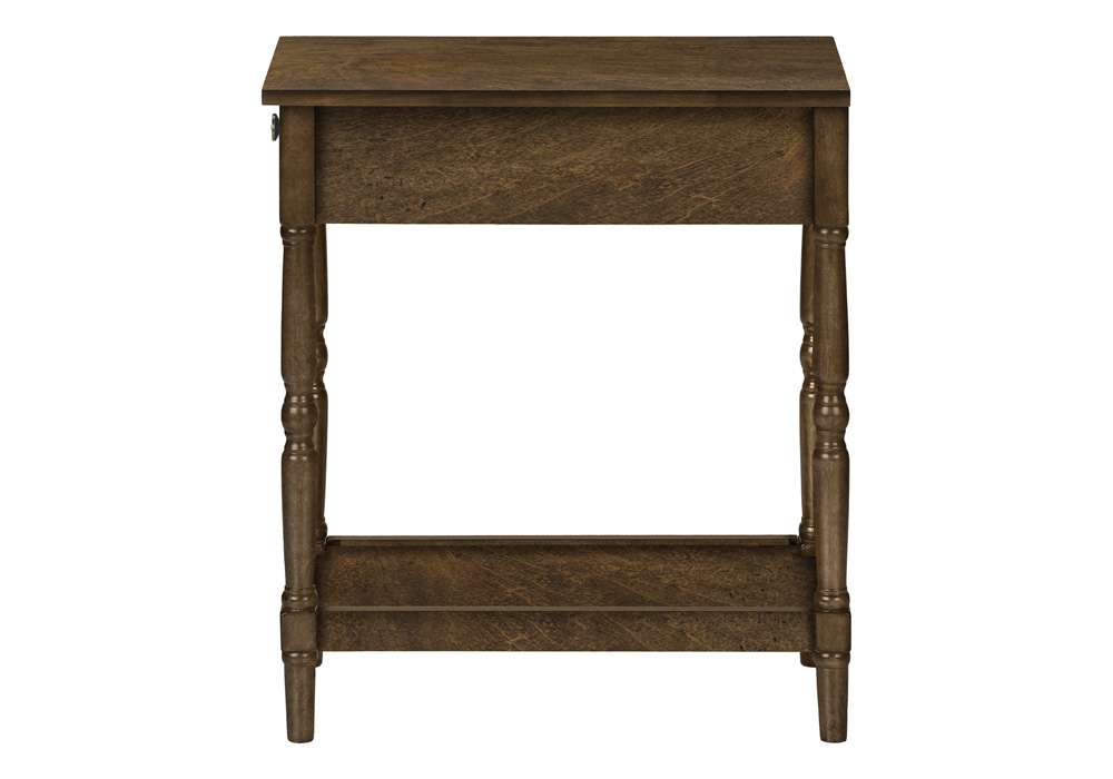 Monarch Specialties - Accent Table, 2 Tier, End, Side Table, Nightstand, Bedroom, Narrow, Lamp, Storage Drawer, Brown Veneer, Traditional - I 3957 veiw 3