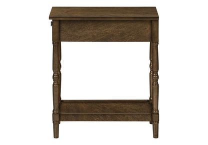 Monarch Specialties - Accent Table, 2 Tier, End, Side Table, Nightstand, Bedroom, Narrow, Lamp, Storage Drawer, Brown Veneer, Traditional - I 3957 veiw 3