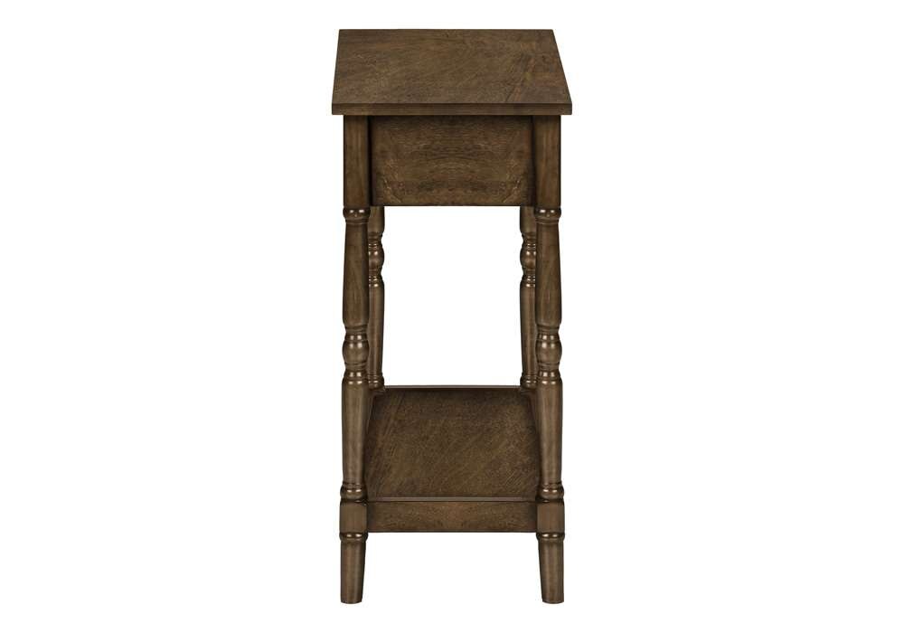 Monarch Specialties - Accent Table, 2 Tier, End, Side Table, Nightstand, Bedroom, Narrow, Lamp, Storage Drawer, Brown Veneer, Traditional - I 3957 veiw 4