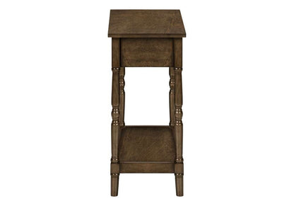 Monarch Specialties - Accent Table, 2 Tier, End, Side Table, Nightstand, Bedroom, Narrow, Lamp, Storage Drawer, Brown Veneer, Traditional - I 3957 veiw 4