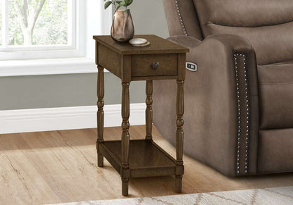 Monarch Specialties - Accent Table, 2 Tier, End, Side Table, Nightstand, Bedroom, Narrow, Lamp, Storage Drawer, Brown Veneer, Traditional - I 3957 veiw 5