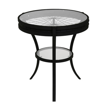 Monarch Specialties - Accent Table, Side, End, Nightstand, Lamp, Round, Living Room, Bedroom, Metal, Tempered Glass, Black, Clear, Transitional - I-2140 veiw 2