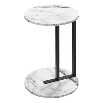 Monarch Specialties - Accent Table, Side, Round, End, Nightstand, Lamp, Living Room, Bedroom, Metal, Laminate, White Marble Look, Black, Contemporary, Modern - I-2210 veiw 1