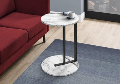 Monarch Specialties - Accent Table, Side, Round, End, Nightstand, Lamp, Living Room, Bedroom, Metal, Laminate, White Marble Look, Black, Contemporary, Modern - I-2210 veiw 2