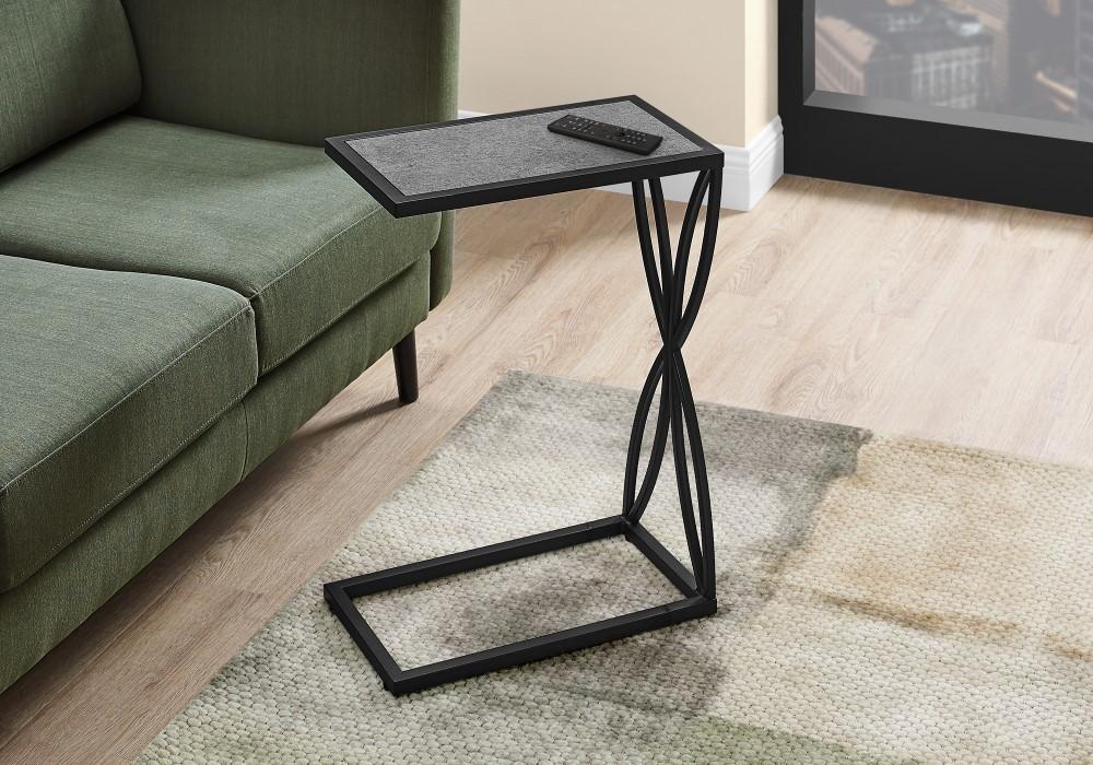 Monarch Specialties - Accent Table, C-Shaped, End, Side, Snack, Living Room, Bedroom, Metal, Laminate, Grey, Black, Contemporary, Modern - I-3305 veiw 2