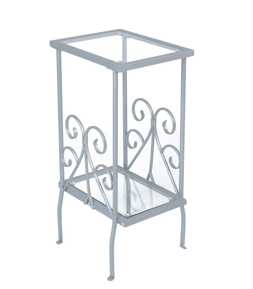 Monarch Specialties - Accent Table, Side, End, Nightstand, Lamp, Living Room, Bedroom, Metal, Tempered Glass, Grey, Transitional - I-3158 veiw 2