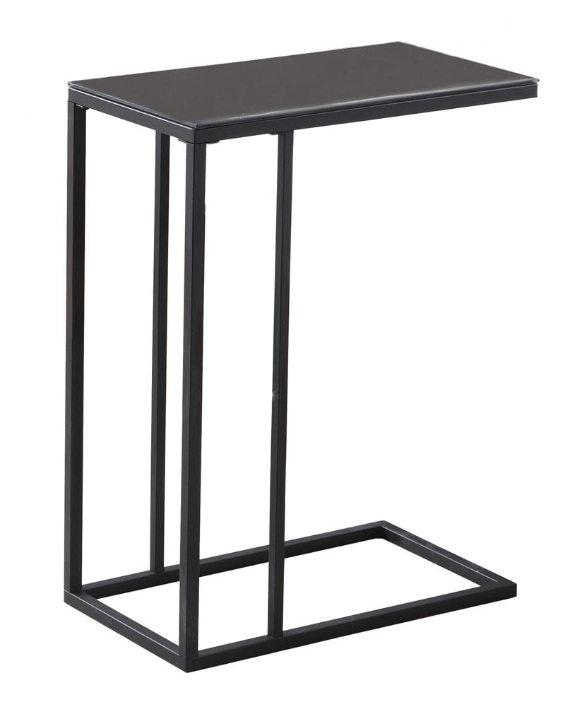 Monarch Specialties - Accent Table, C-Shaped, End, Side, Snack, Living Room, Bedroom, Metal, Tempered Glass, Black, Contemporary, Modern - I-3087 veiw 2