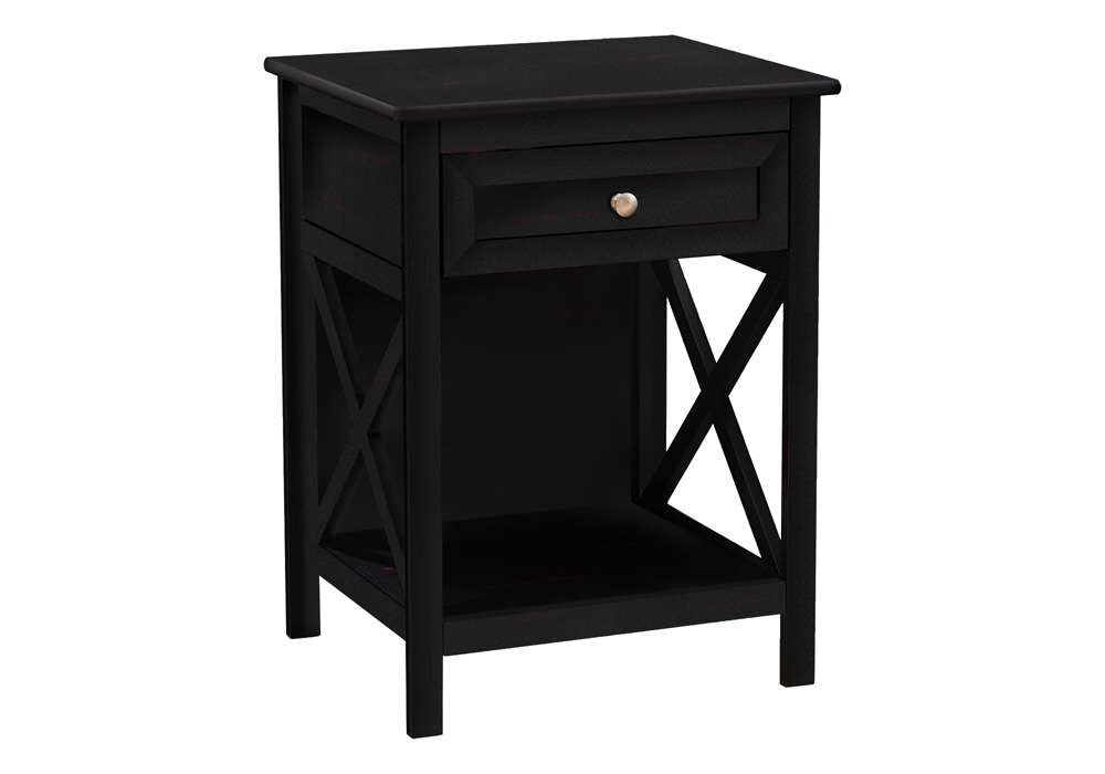 Monarch Specialties - Accent Table, End, Side Table, 2 Tier, Bedroom, Nightstand, Lamp, Storage Drawer, Black Veneer, Transitional - I 3986 veiw 1
