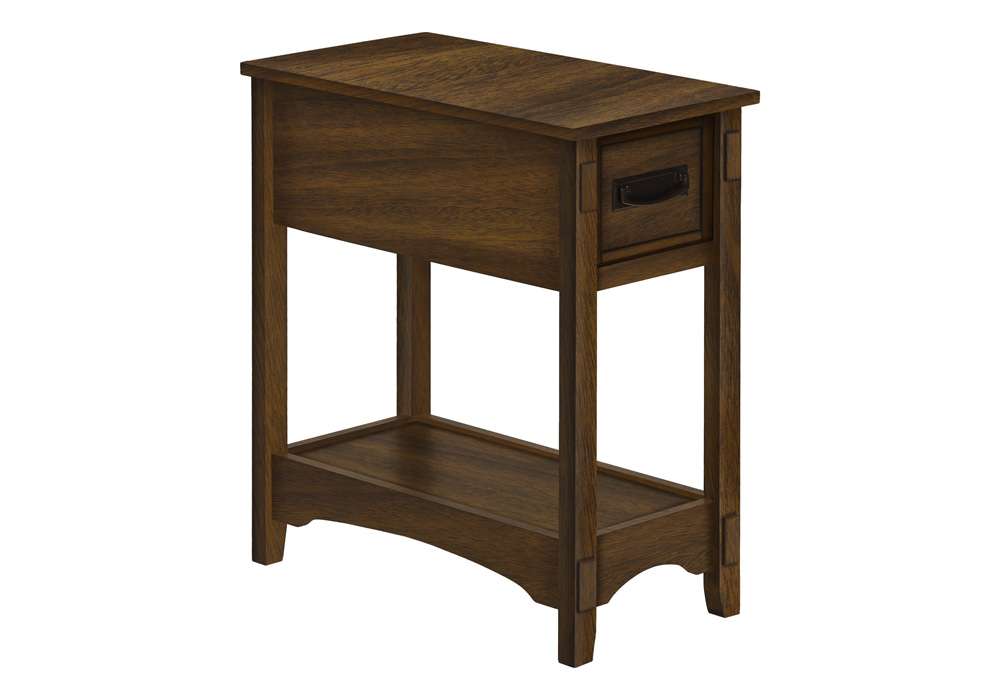 Monarch Specialties - Accent Table, End, Side Table, Nightstand, 2 Tier, Narrow, Storage Drawer, Brown Veneer, Transitional - I 3955 veiw 1