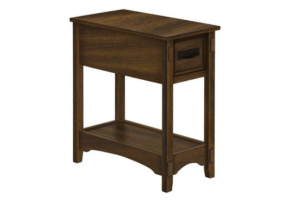 Monarch Specialties - Accent Table, End, Side Table, Nightstand, 2 Tier, Narrow, Storage Drawer, Brown Veneer, Transitional - I 3955 veiw 1