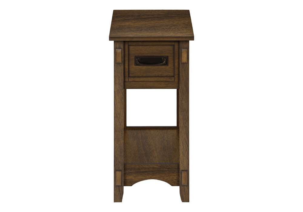 Monarch Specialties - Accent Table, End, Side Table, Nightstand, 2 Tier, Narrow, Storage Drawer, Brown Veneer, Transitional - I 3955 veiw 2