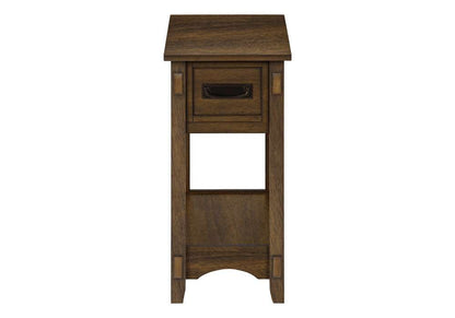 Monarch Specialties - Accent Table, End, Side Table, Nightstand, 2 Tier, Narrow, Storage Drawer, Brown Veneer, Transitional - I 3955 veiw 2