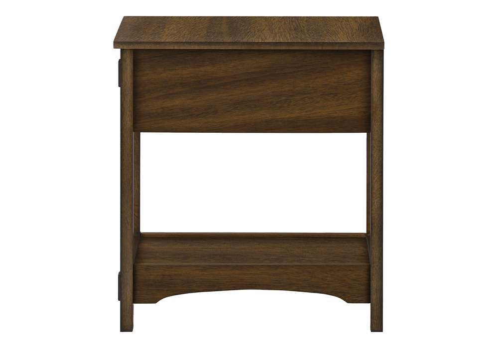 Monarch Specialties - Accent Table, End, Side Table, Nightstand, 2 Tier, Narrow, Storage Drawer, Brown Veneer, Transitional - I 3955 veiw 3
