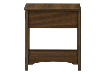 Monarch Specialties - Accent Table, End, Side Table, Nightstand, 2 Tier, Narrow, Storage Drawer, Brown Veneer, Transitional - I 3955 veiw 3