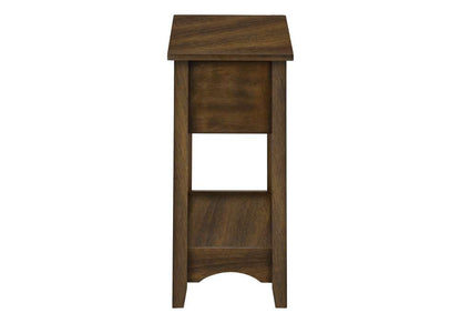 Monarch Specialties - Accent Table, End, Side Table, Nightstand, 2 Tier, Narrow, Storage Drawer, Brown Veneer, Transitional - I 3955 veiw 4