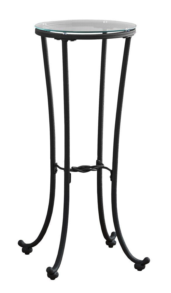 Monarch Specialties - Accent Table, Side, End, Plant Stand, Round, Living Room, Bedroom, Metal, Tempered Glass, Black, Clear, Contemporary, Modern - I-3332 veiw 2