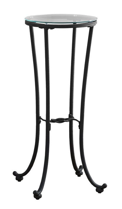 Monarch Specialties - Accent Table, Side, End, Plant Stand, Round, Living Room, Bedroom, Metal, Tempered Glass, Black, Clear, Contemporary, Modern - I-3332 veiw 2