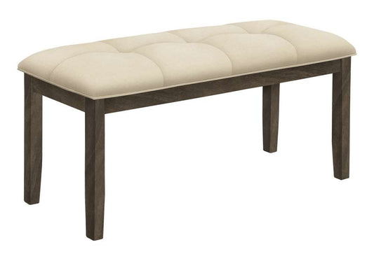 Monarch Specialties - Bench, 44in Rectangular, Dining Room, Entryway, Kitchen, Hallway, Upholstered, Wood, Cream Fabric, Grey Solid Wood, Transitional - I 1377 veiw 1