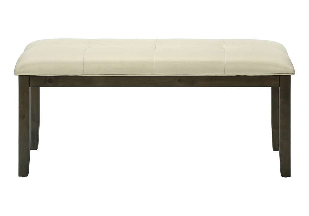 Monarch Specialties - Bench, 44in Rectangular, Dining Room, Entryway, Kitchen, Hallway, Upholstered, Wood, Cream Fabric, Grey Solid Wood, Transitional - I 1377 veiw 2