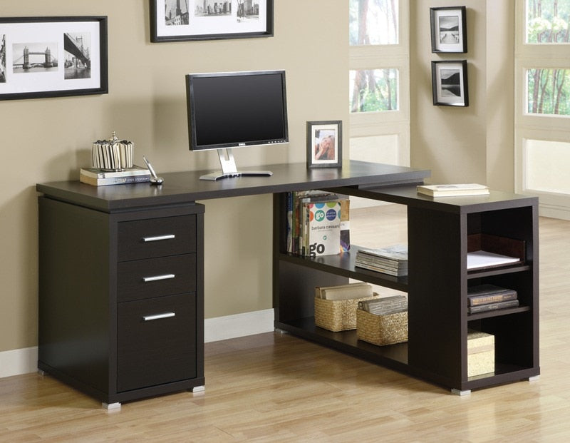 Monarch Specialties - Computer Desk, Home Office, Corner, Left, Right Set-Up, Storage Drawers, L Shape, Work, Laptop, Laminate, Brown, Contemporary, Modern - I-7019 veiw 1