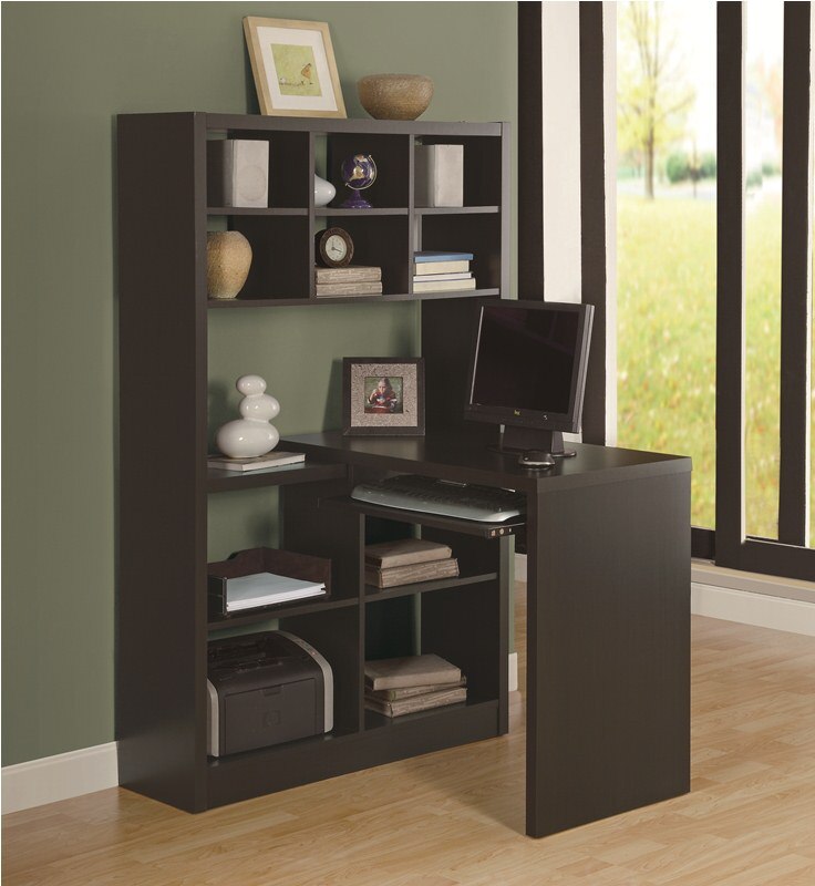 Monarch Specialties - Computer Desk, Home Office, Bookcase, Corner, Storage Shelves, Left, Right Set-Up, L Shape, Work, Laptop, Laminate, Brown, Contemporary, Modern - I-7021 veiw 1