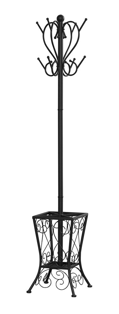 Monarch Specialties - Coat Rack, Hall Tree, Free Standing, 8 Hooks, Entryway, 71inH, Umbrella Holder, Bedroom, Metal, Black, Transitional - I-2060 veiw 2