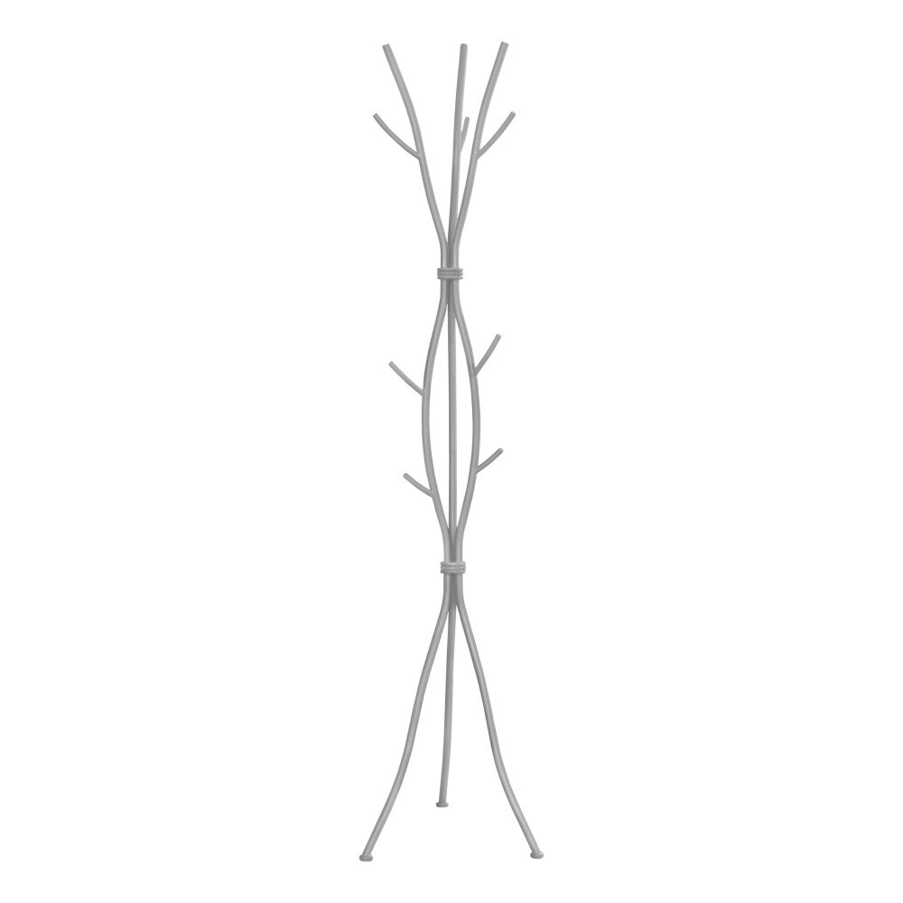 Monarch Specialties - Coat Rack, Hall Tree, Free Standing, 11 Hooks, Entryway, 74inH, Bedroom, Metal, Grey, Contemporary, Modern - I-2061 veiw 1