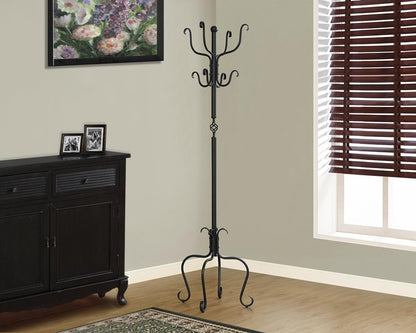 Monarch Specialties - Coat Rack, Hall Tree, Free Standing, 8 Hooks, Entryway, 74inH, Bedroom, Metal, Black, Transitional - I-2065 veiw 1