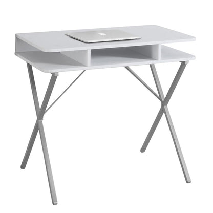 Monarch Specialties - Computer Desk, Home Office, Laptop, Storage Shelves, 31inL, Work, Metal, Laminate, White, Grey, Contemporary, Modern - I-7100 veiw 2