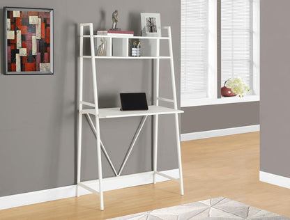 Monarch Specialties - Computer Desk, Home Office, Laptop, Leaning, Storage Shelves, Work, Metal, Laminate, White, Contemporary, Modern - I-7163 veiw 1