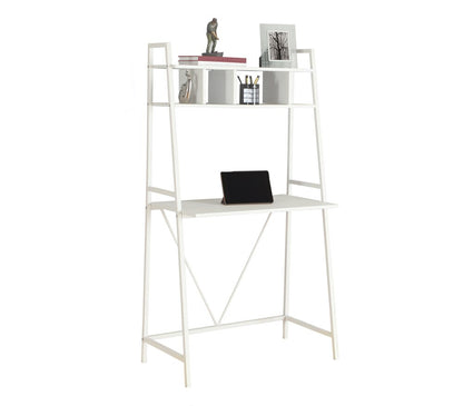 Monarch Specialties - Computer Desk, Home Office, Laptop, Leaning, Storage Shelves, Work, Metal, Laminate, White, Contemporary, Modern - I-7163 veiw 2